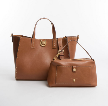 US Polo Assn Cognac Middleton Bag & Pouch