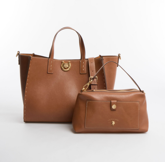 US Polo Assn Cognac Middleton Bag & Pouch