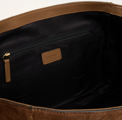 Silviano Brown Suede East West Tote Bag