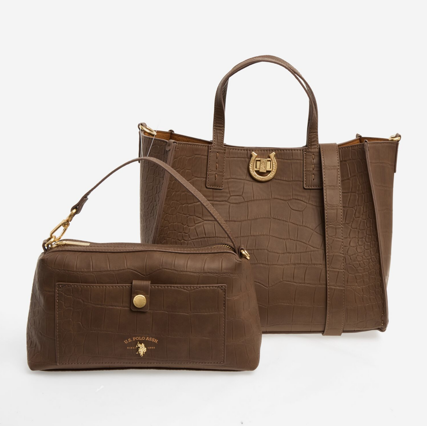 US Polo Assn Brown Reptile Middleton Tote Bag