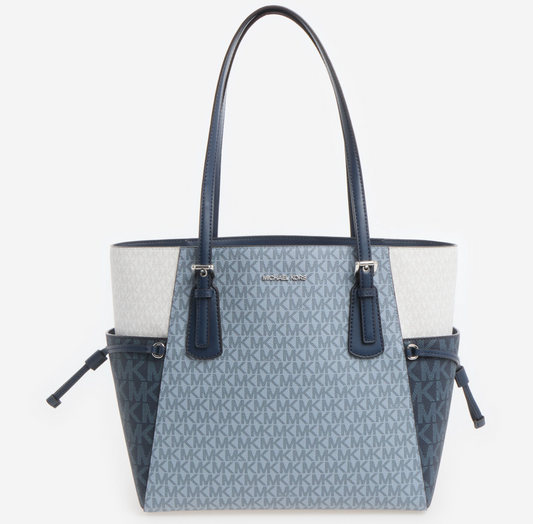 Michael Kors Blue & White Voyager Tote Bag